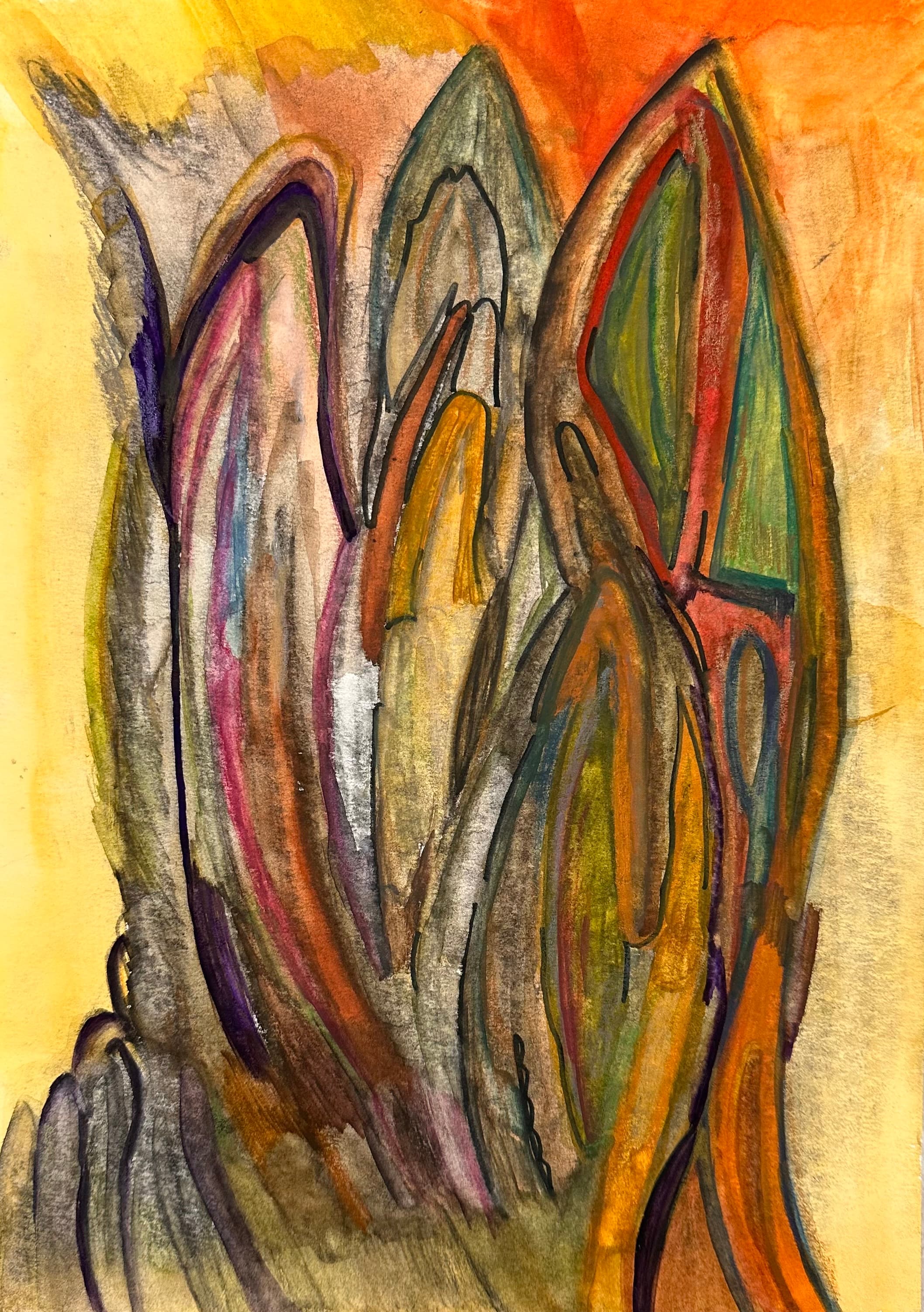 The Spiritual Journey III - Assel Sargaskayeva, 2025. Paper, mixed media. 21 × 30 cm.