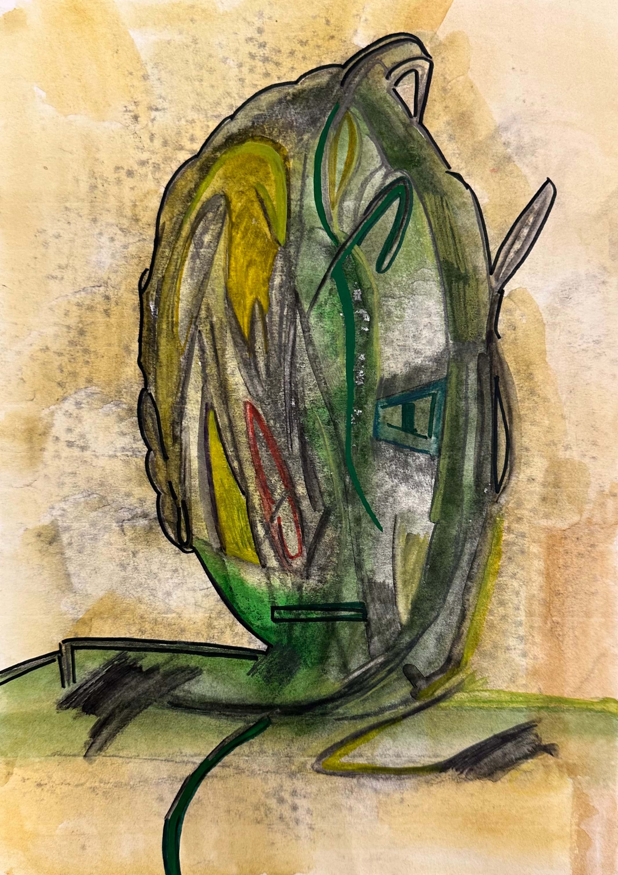The Spiritual Journey II - Assel Sargaskayeva, 2025. Paper, mixed media. 21 × 30 cm.